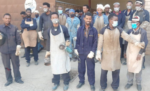 Trainees in wielding at Ethiopian Technical University